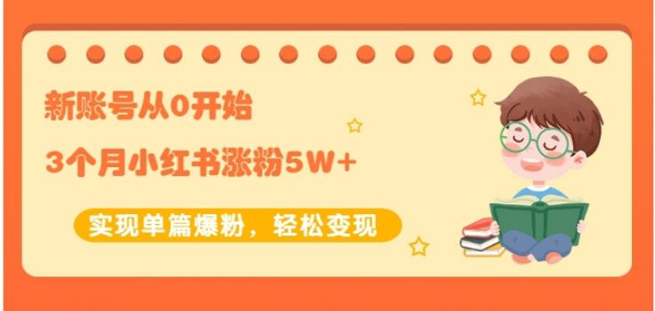 新账号从0开始3个月小红书涨粉5W+实现单篇爆粉，轻松变现（干货）-享创网