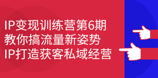 IP变现训练营第6期：教你搞流量新姿势，IP打造获客私域经营-享创网