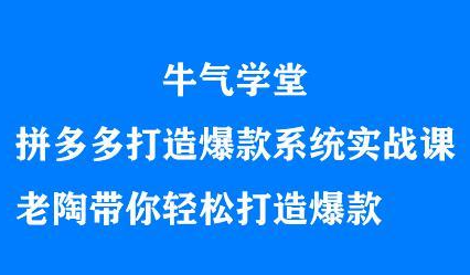 牛气学堂拼多多打造爆款系统实战课，老陶带你轻松打造爆款-享创网