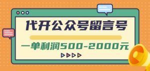 外面卖1799的代开公众号留言号项目,一单利润500-2000元【视频教程】-享创网