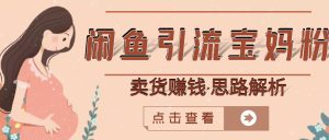 闲鱼引流宝妈粉+卖货赚钱一个月收益30000+（实操视频教程）-享创网