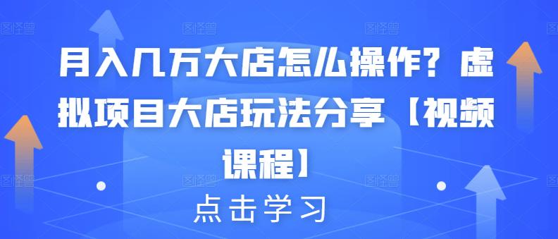 月入几万大店怎么操作？虚拟项目大店玩法分享【视频课程】-享创网