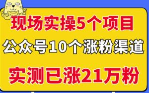 现场实操5个公众号项目，10个涨粉渠道，实测已涨21万粉！-享创网