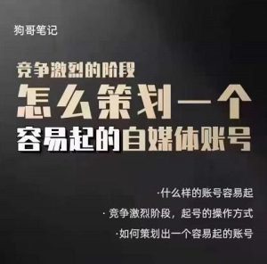 狗哥笔记:差异化起号策略,教你策划一个容易起的自媒体抖音账号-享创网