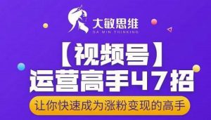 大敏思维-视频号运营高手47招，让你快速成为涨粉变现高手-享创网