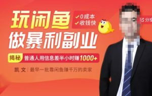 【闲鱼无货源赚钱】一部手机开启闲鱼副业，0成本用信息差日赚1000+-享创网