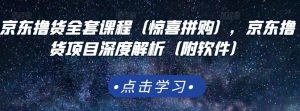 京东撸货全套课程(惊喜拼购),京东撸货项目深度解析(附软件)-享创网