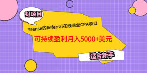 Ysense的Referral在线调查CPA项目,可持续盈利月入5000+美元,适合新手-享创网