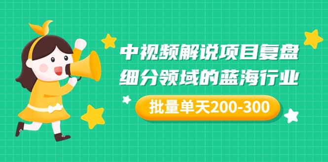 某付费文章：中视频解说项目复盘：细分领域的蓝海行业 批量单天200-300收益-享创网