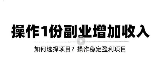 新手如何通过操作副业增加收入，从项目选择到玩法分享！【视频教程】-享创网