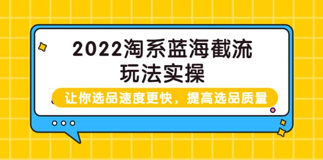 2022淘系蓝海截流玩法实操：让你选品速度更快，提高选品质量（价值599）-享创网