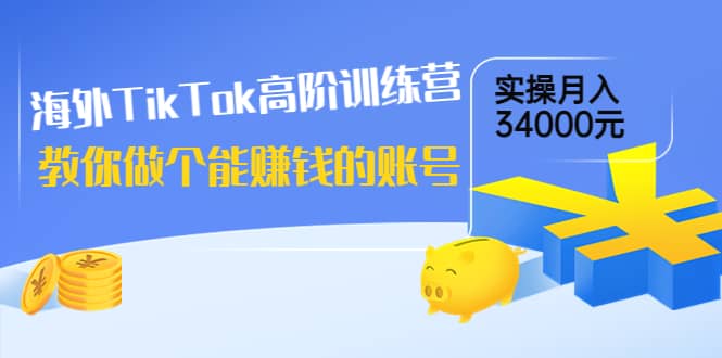 海外TikTok高阶训练营：教你做个能赚钱的账号，实操月入34000元！-享创网