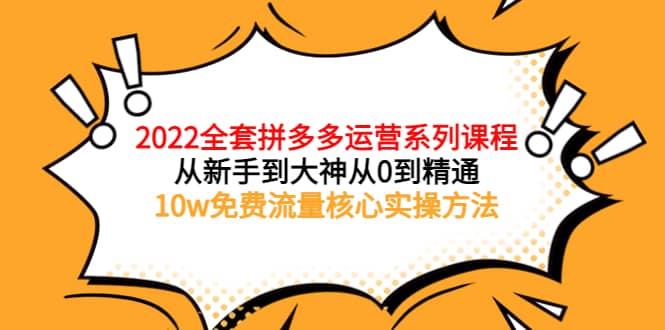 2022全套拼多多运营课程，从新手到大神从0到精通，10w免费流量核心实操方法-享创网