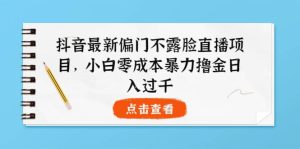 抖音最新偏门不露脸直播项目，小白零成本暴力撸金日入1000+-享创网