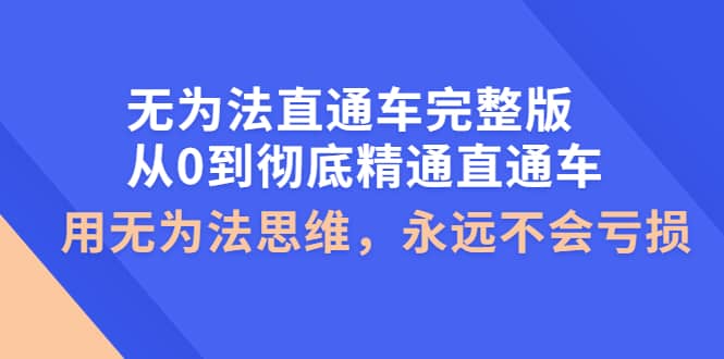 无为法直通车完整版：从0到彻底精通直通车，用无为法思维，永远不会亏损-享创网