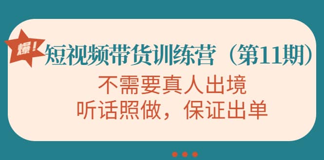 短视频带货训练营（第11期），不需要真人出境，听话照做，保证出单-享创网