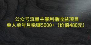 公众号流量主暴利撸收益项目，单人单号月稳赚5000+（价值480元）-享创网