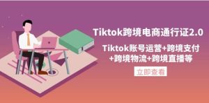 Tiktok跨境电商通行证2.0，Tiktok账号运营+跨境支付+跨境物流+跨境直播等-享创网