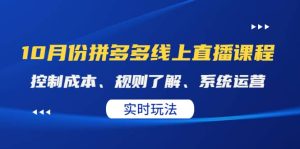 某收费10月份拼多多线上直播课: 控制成本、规则了解、系统运营。实时玩法-享创网