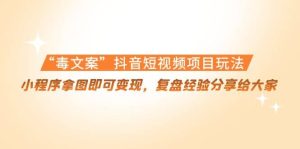 “毒文案”抖音短视频项目玩法,小程序拿图即可变现,复盘经验分享给大家-享创网