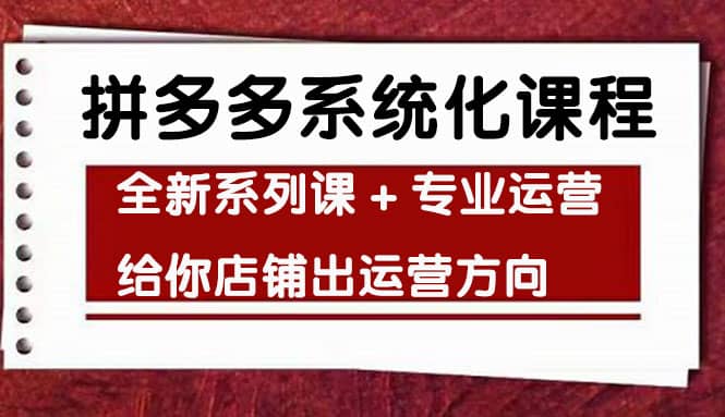 车神陪跑，拼多多系统化课程，全新系列课+专业运营给你店铺出运营方向-享创网