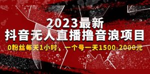 2023最新抖音无人直播撸音浪项目，0粉丝每天1小时，一个号一天1500-2000元-享创网