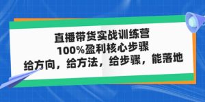 直播带货实战训练营:100%盈利核心步骤,给方向,给方法,给步骤,能落地-享创网