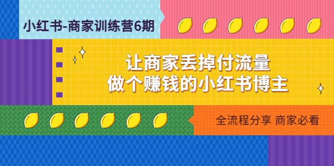 小红书-商家训练营12期：让商家丢掉付流量-享创网