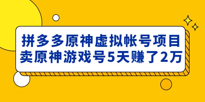 外面卖2980的拼多多原神虚拟帐号项目-享创网