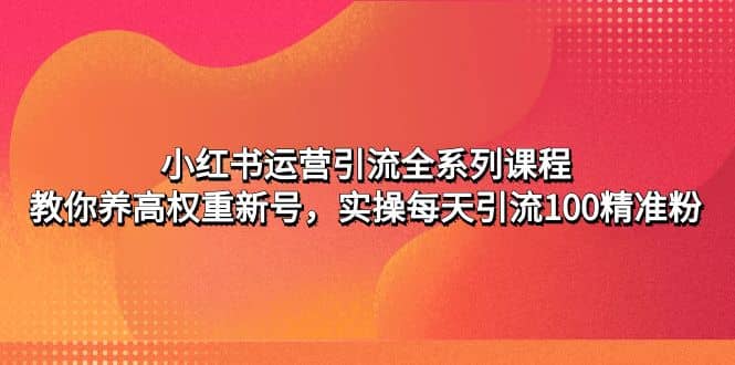 小红书运营引流全系列课程：教你养高权重新号-享创网