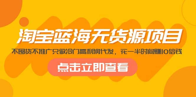 淘宝蓝海无货源项目，不囤货不推广只做冷门高利润代发-享创网