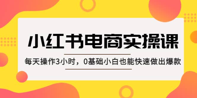 小红书·电商实操课：每天操作3小时，0基础小白也能快速做出爆款-享创网