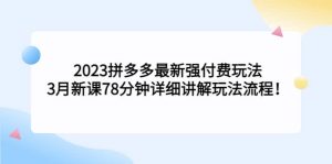 2023拼多多最新强付费玩法,3月新课78分钟详细讲解玩法流程-享创网
