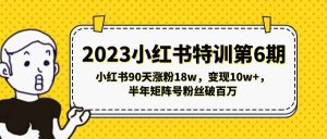 2023小红书特训第6期，小红书90天涨粉18w，变现10w+，半年矩阵号粉丝破百万-享创网