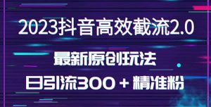 日引300＋创业粉，独家抖音高效截流2.0玩法（价值1280）-享创网