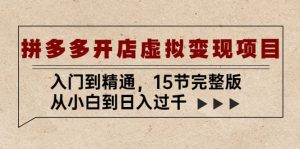 拼多多开店虚拟变现项目:入门到精通(15节完整版)-享创网