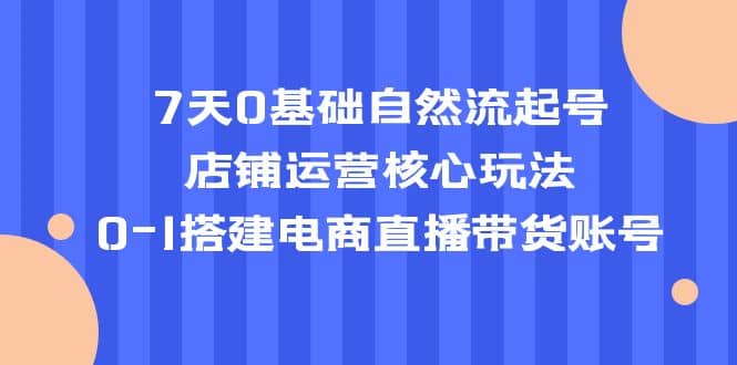 7天0基础自然流起号，店铺运营核心玩法，0-1搭建电商直播带货账号-享创网