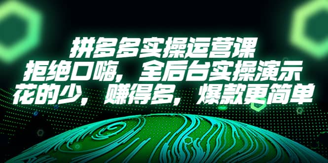 拼多多实操运营课：拒绝口嗨，全后台实操演示，花的少，赚得多，爆款更简单-享创网