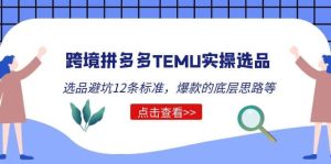 跨境拼多多TEMU实操选品运营方法，选品避坑12条标准，爆款的底层思路等-享创网