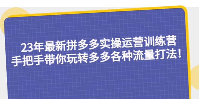 23年最新拼多多实操运营训练营：手把手带你玩转多多各种流量打法！-享创网