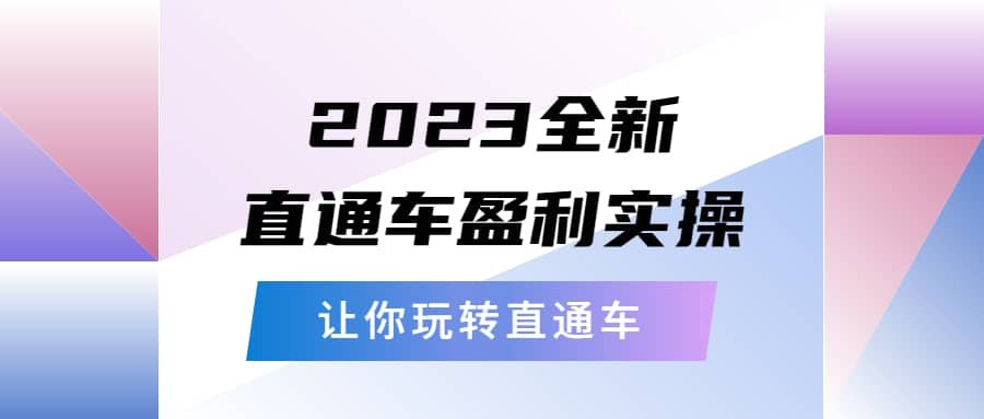 2023全新直通车·盈利实操：从底层，策略到搭建，让你玩转直通车-享创网