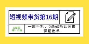 短视频带货第16期:一部手机,0基础听话照做,保证出单-享创网