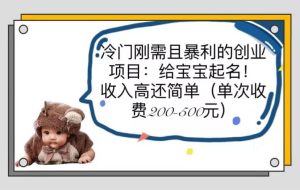 冷门刚需且暴利的创业项目：给宝宝起名！收入高还简单（单次200-500）-享创网