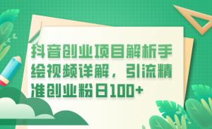 抖音创业项目解析手绘视频详解,引流精准创业粉日100+-享创网