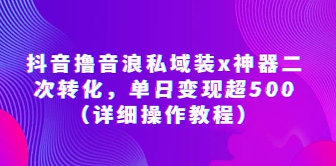 抖音撸音浪私域装x神器二次转化，单日变现超500（详细操作教程）-享创网