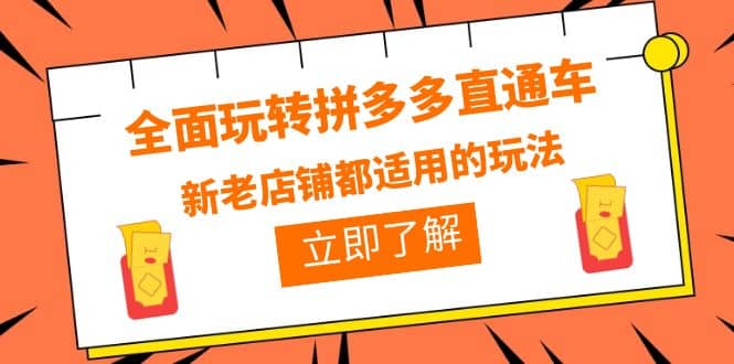 全面玩转拼多多直通车，新老店铺都适用的玩法（12节精华课）-享创网