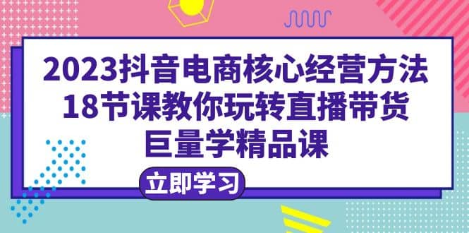 2023抖音电商核心经营方法：18节课教你玩转直播带货，巨量学精品课-享创网
