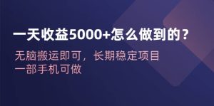 一天收益5000+怎么做到的?无脑搬运即可,长期稳定项目,一部手机可做-享创网