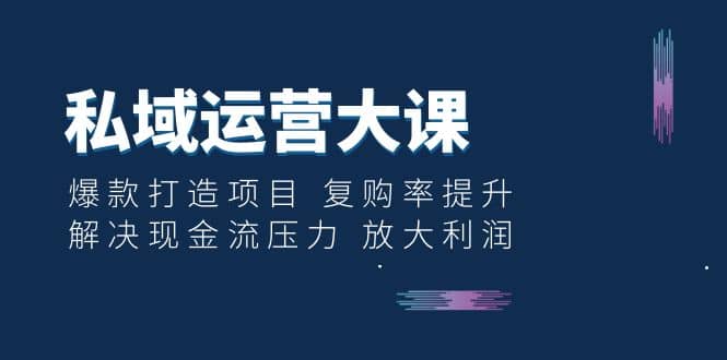 私域运营大课：爆款打造项目 复购率提升 解决现金流压力 放大利润-享创网