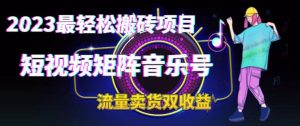 2023最轻松搬砖项目，短视频矩阵音乐号流量收益+卖货收益-享创网